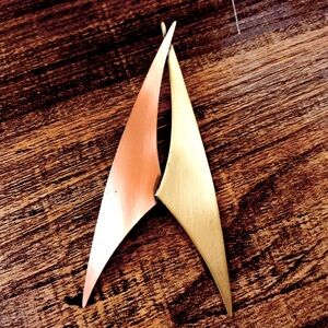 Vintage Kim Mixed Metal Copper & Brass Brooch